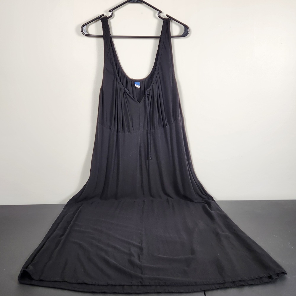Old Navy Black Sleeveless Empire Waist Maxi Dress Rayon Gauze Beachy XL